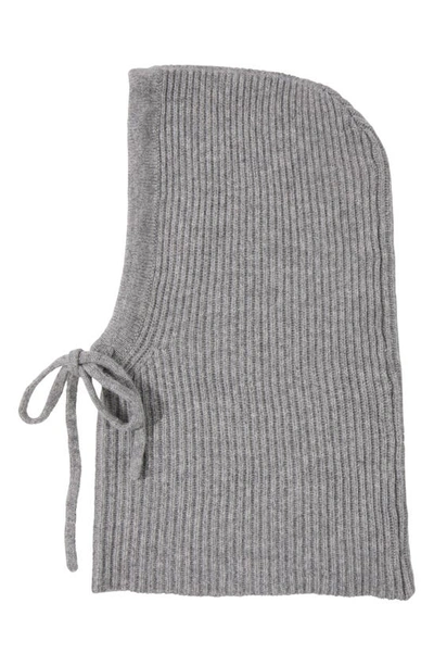 Shop Stewart Of Scotland Cashmere Rib Knit Hood In Grey