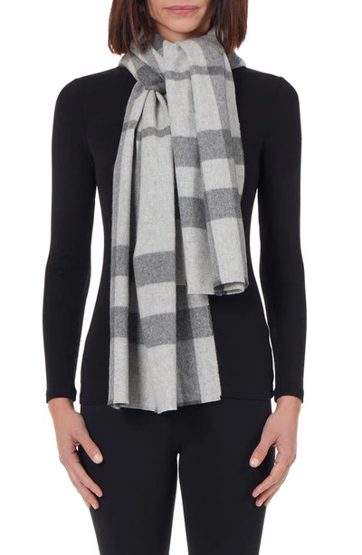 Shop Stewart Of Scotland Cashmere Exploded Plaid Scarf In Grey