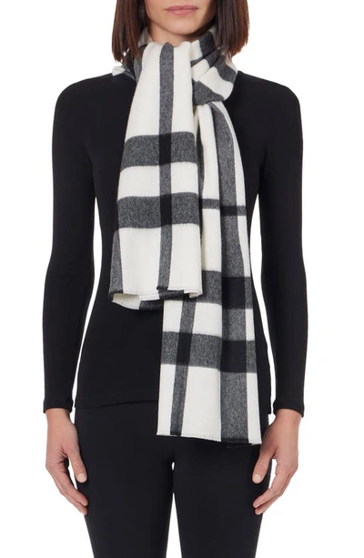Shop Stewart Of Scotland Cashmere Exploded Plaid Scarf In White