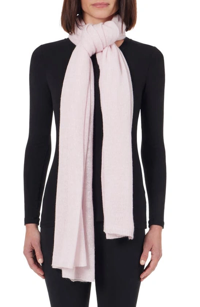 Stewart Of Scotland Cashmere Featherweight Scarf In Light Pink
