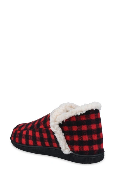 Shop Gaahuu Buffalo Check Faux Shearling Slipper In Black/ Red