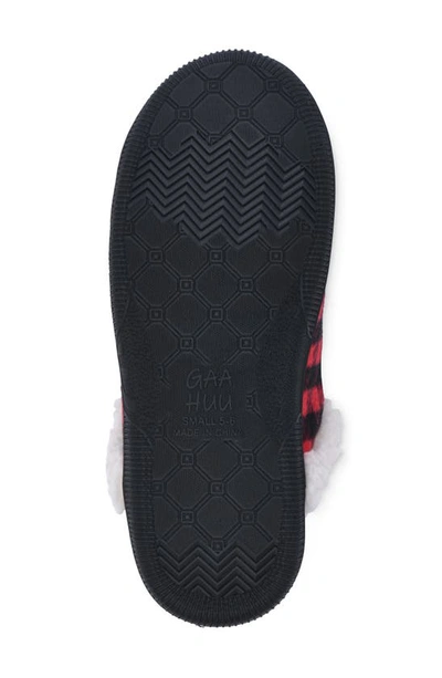 Shop Gaahuu Buffalo Check Faux Shearling Slipper In Black/ Red