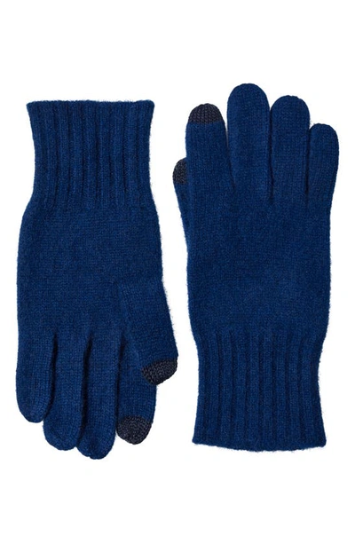 Shop Stewart Of Scotland Cashmere Rib Knit Gloves In Navy