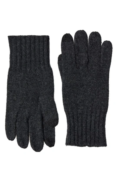 Shop Stewart Of Scotland Cashmere Rib Knit Gloves In Charcoal