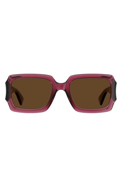 Shop Moschino 53mm Rectangular Sunglasses In Red/ Brown
