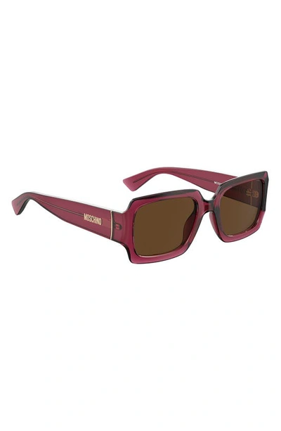 Shop Moschino 53mm Rectangular Sunglasses In Red/ Brown