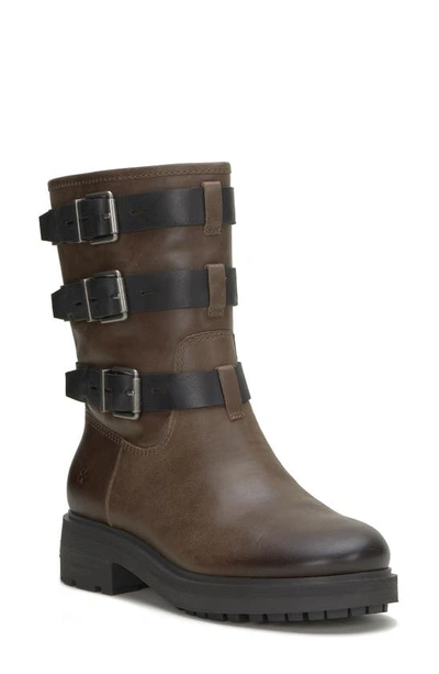 Shop Lucky Brand Cheviss Bootie In Dark Dune/ Bl Belgum