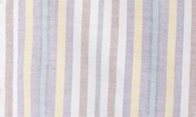 Shop Drake's Stripe Oxford Button-down Shirt In Purple/ Yellow/ Brown