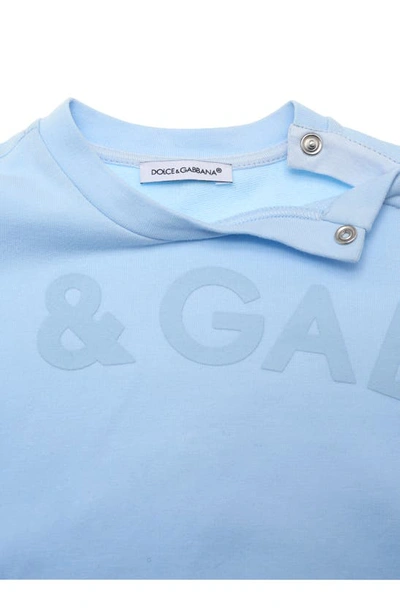 Shop Dolce & Gabbana Logo Stretch Cotton French Terry Sweatshirt In Light Blue