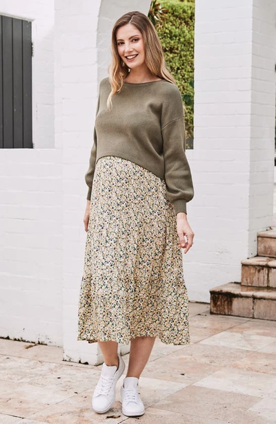 Angel Maternity Sylvie Cotton Maternity Sweater In Olive