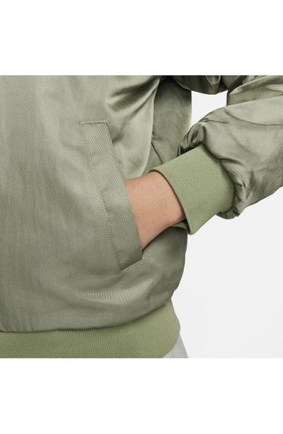 Shop Nike Sportswear Reversible Bomber Jacket In Oil Green/ Cargo Khaki/ White