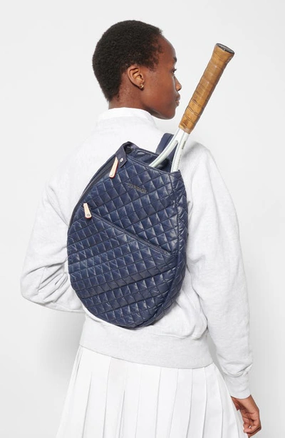 Shop Mz Wallace Metro Diamond Quilted Racquet Sling Bag In Dawn