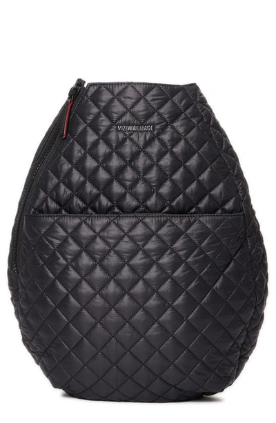 Shop Mz Wallace Metro Diamond Quilted Racquet Sling Bag In Black