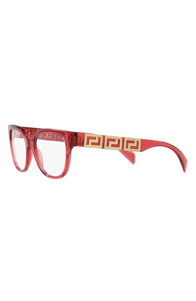 Shop Versace 54mm Pillow Optical Glasses In Transparent Red