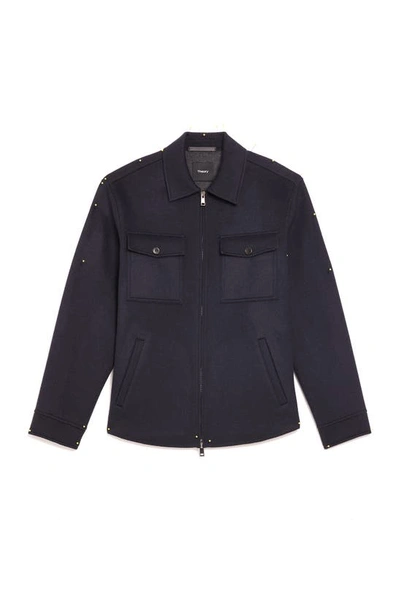 Shop Theory Vena Wool & Cashmere Shirt Jacket In Baltic