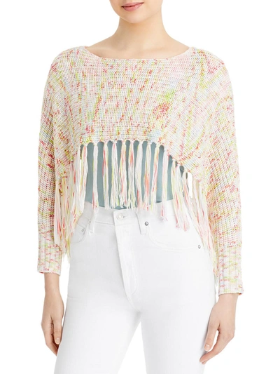 Shop 525 America Womens Fringe Pullover Poncho Sweater In Multi