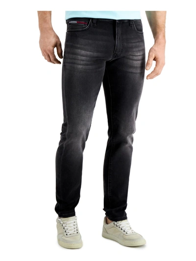 Shop Tommy Hilfiger Colin Mens Denim Slim Fit Tapered Leg Jeans In Black