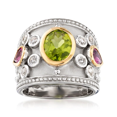 Ross-simons Multi-gemstone Ring In Sterling Silver And 14kt Yellow Gold In Green