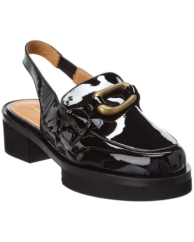 Shop Frame Le Begonia Patent Slingback Loafer In Black