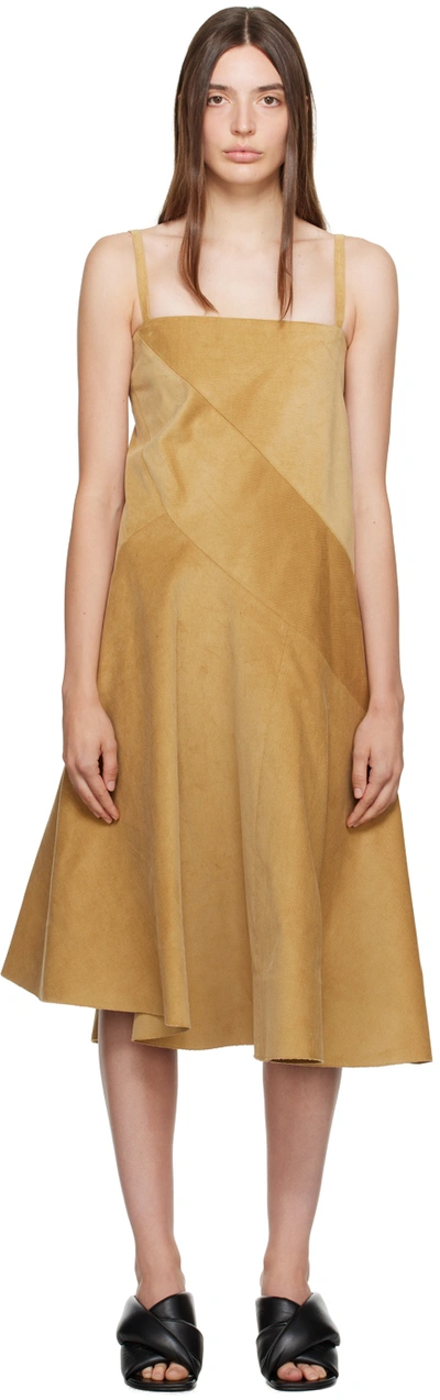 Shop Jw Anderson Tan Curve Midi Dress In 185 Camel