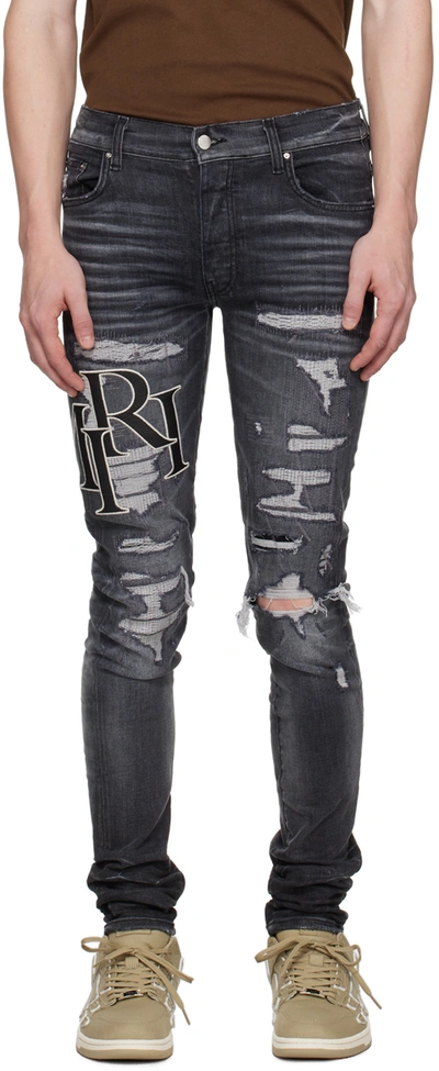 Shop Amiri Gray Staggered Jeans In Storm Grey