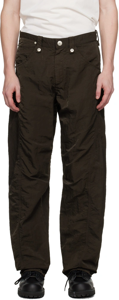 Shop Omar Afridi Brown Twisted Trousers In Dyed Brown