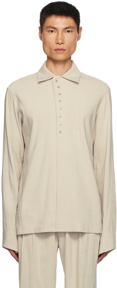 Shop Hyein Seo Beige Button Shirt