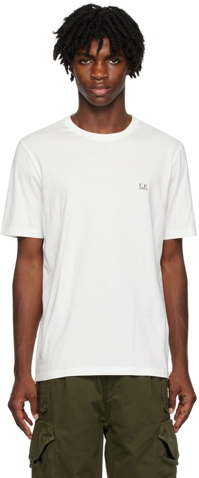 Shop C.p. Company White Printed T-shirt In 103 Gauze White