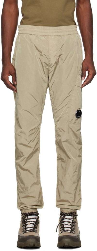 Shop C.p. Company Khaki Drawstring Sweatpants In 335 Silver Sage