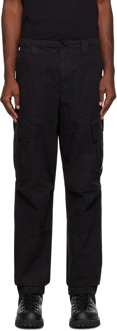 Shop C.p. Company Black Loose Cargo Pants In 999 Black
