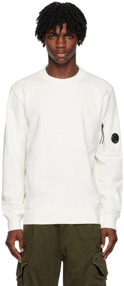 Shop C.p. Company Off-white Lens Sweatshirt In 103 Gauze White