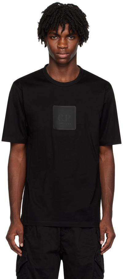 Shop C.p. Company Black Patch T-shirt In 999 Black