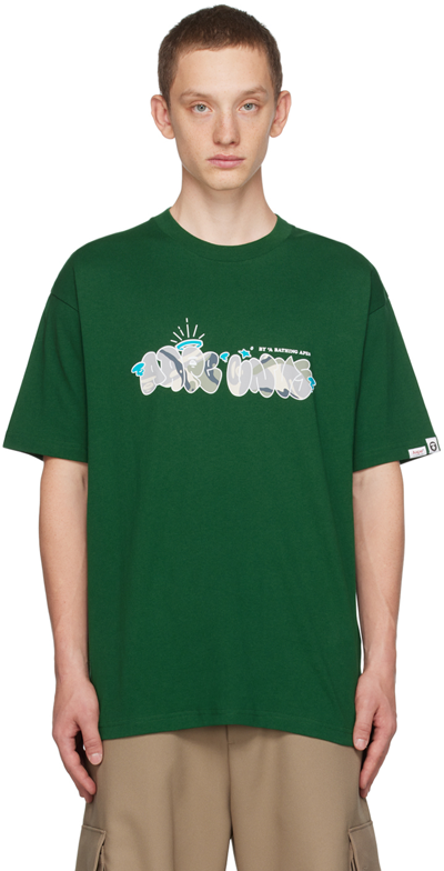 Shop Aape By A Bathing Ape Green Printed T-shirt In Grd
