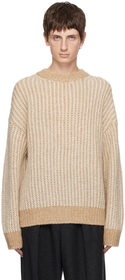 Filippa K Beige Twotone Sweater In Camel/white