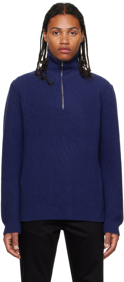 Shop Nudie Jeans Blue August Sweater In Royal Blue