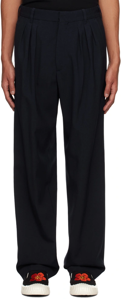 Shop Kenzo Navy  Paris Tailored Trousers In 77 - Midnight Blue