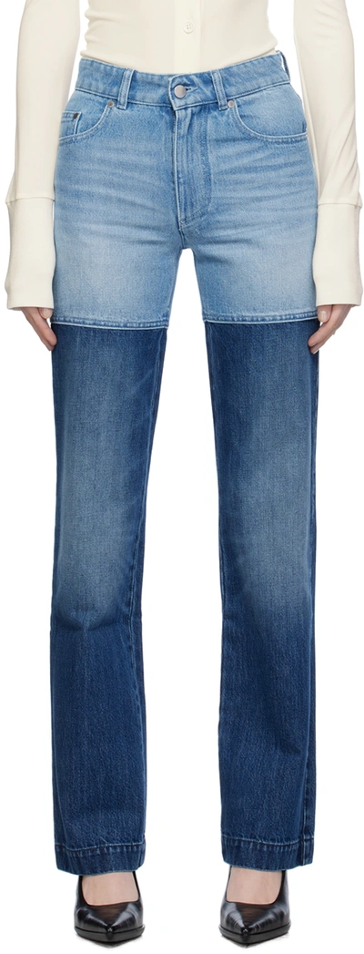 Shop Peter Do Blue Combo Jeans In Light Blue/dark Blue