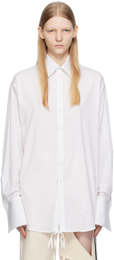 Peter Do Adjustable Tie Collared Shirt With High-low Hem In Off-white