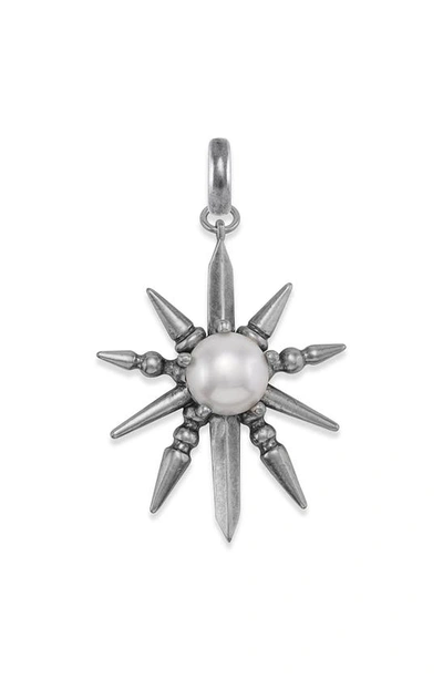 Shop Kendra Scott Genuine Pearl Sunburst Enhancer In Vintage Silver White Pearl
