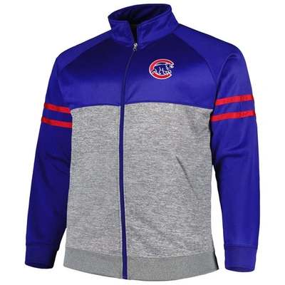 Shop Profile Royal/heather Gray Chicago Cubs Big & Tall Raglan Full-zip Track Jacket