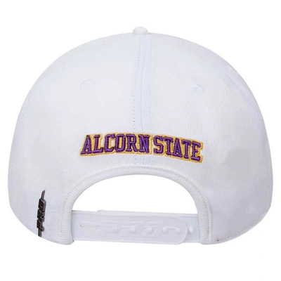 Shop Pro Standard White Alcorn State Braves Primary Logo Evergreen Wool Snapback Hat