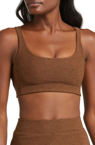 Shop Outdoor Voices Double Time Mélange Sports Bra In Chocolate