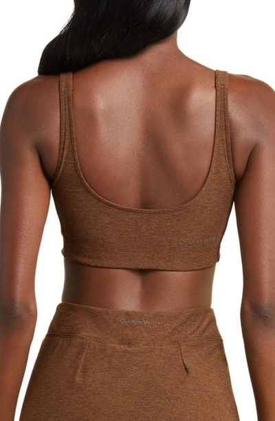 Shop Outdoor Voices Double Time Mélange Sports Bra In Chocolate