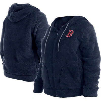 Shop New Era Navy Boston Red Sox Plus Size Sherpa Full-zip Jacket
