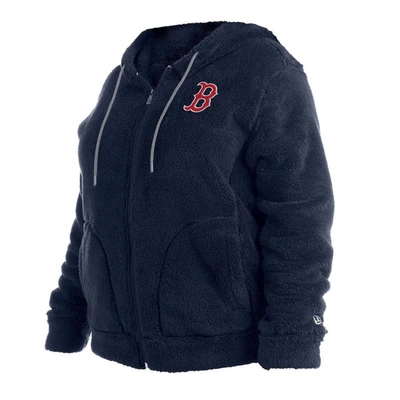 Shop New Era Navy Boston Red Sox Plus Size Sherpa Full-zip Jacket