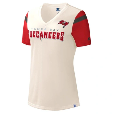 Shop Starter White Tampa Bay Buccaneers Kick Start V-neck T-shirt In Cream