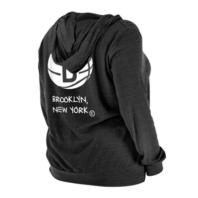 New Era Heather Black Brooklyn Nets Plus Size 2022/23 City Edition Bi-blend Long Sleeve Hoodie T-shi In Heather Black