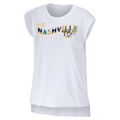 Wear By Erin Andrews White Nashville Predators Greetings From Muscle T-shirt In White