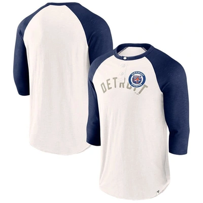 Shop Fanatics Branded White/navy Detroit Tigers Backdoor Slider Raglan 3/4-sleeve T-shirt