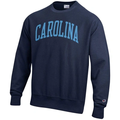 Shop Champion Navy North Carolina Tar Heels Arch Reverse Weave Pullover Sweatshirt